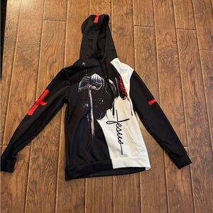 Black white and red hoodie